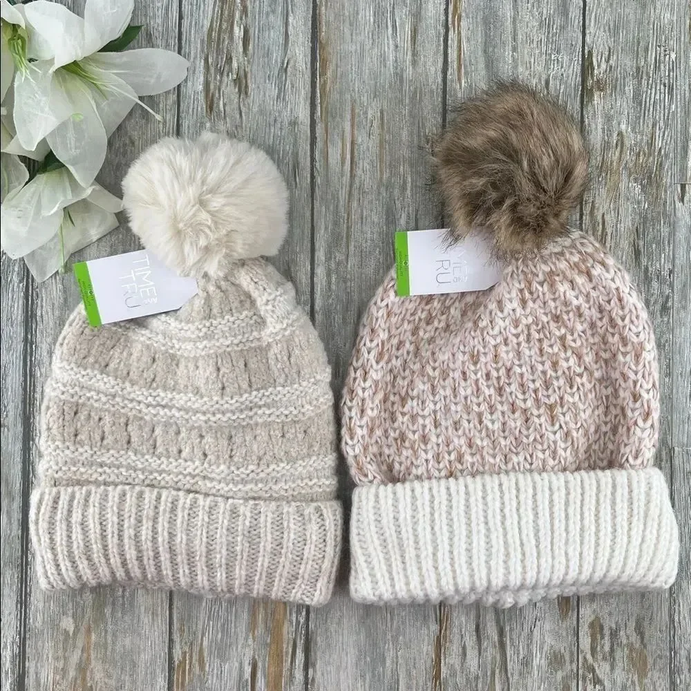 Women's Birdseye & Pointelle Beanie Winter Hats 2-Pack